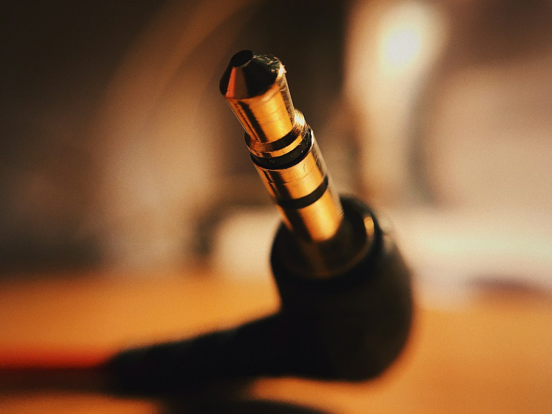 Close-up of a gold-plated 3.5mm headphone jack