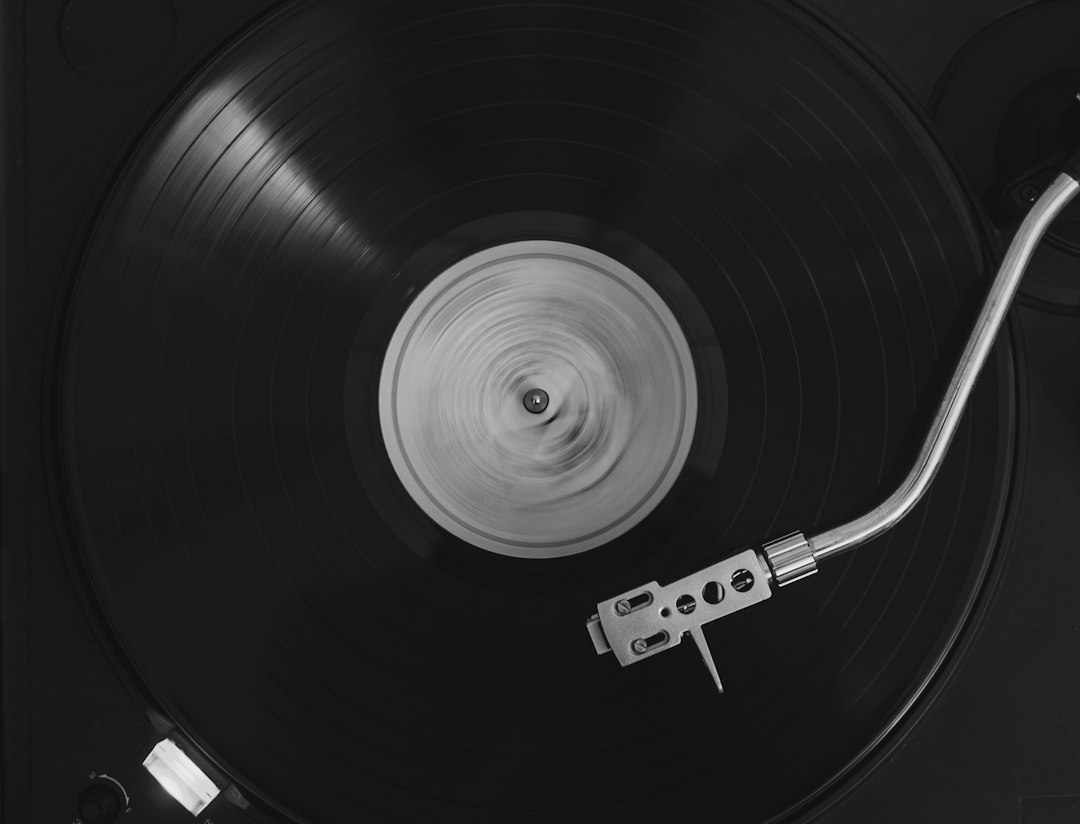Vinyl record spinning on a turntable