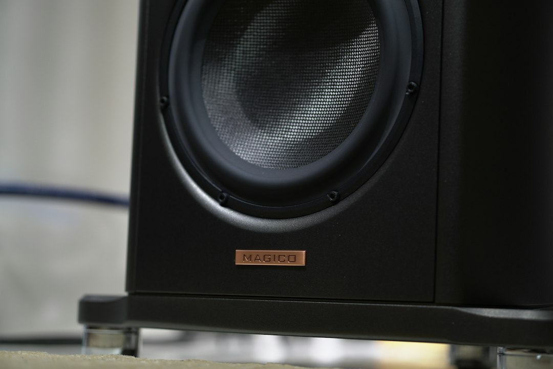 Closeup of a speaker woofer driver