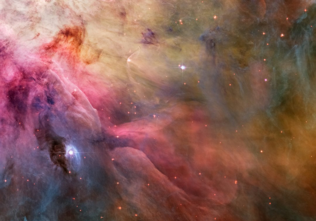 A colorful emission nebula resolved in deep-space astrophotography
